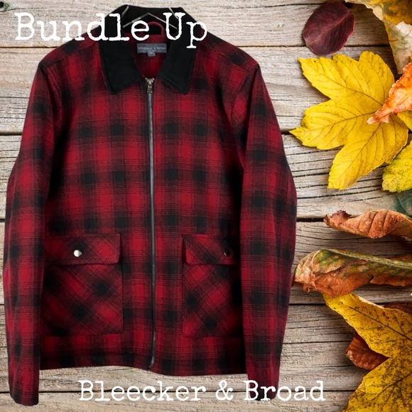 Bleecker \u0026 Broad Jackets \u0026 Coats | Bleecker \u0026 Broad Mens Wool Jacket | Color: Black/Red | Size: L | Lenglebr1's Closet